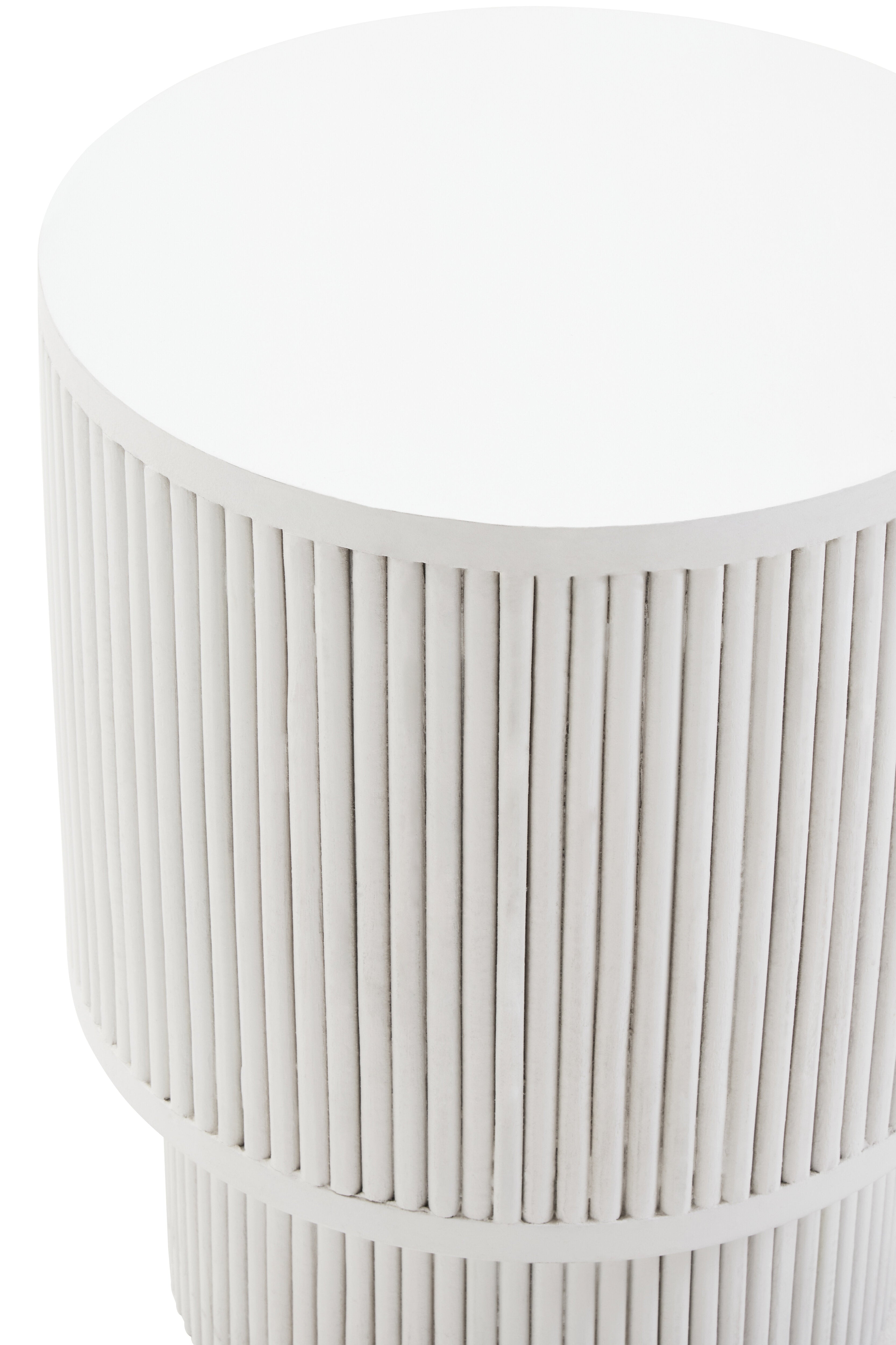 Lentigo Whitewash Mango Wood Ribbed Side Table